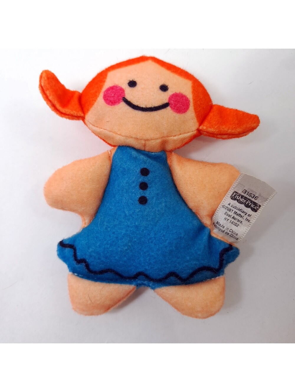 Fisher price Jack Jill plush felt doll from Smart swing B1636 2002 orange hair
